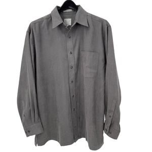 Forsyth Men’s Gray 100% Cotton Button Down Shirt Long Sleeve Casual Work L